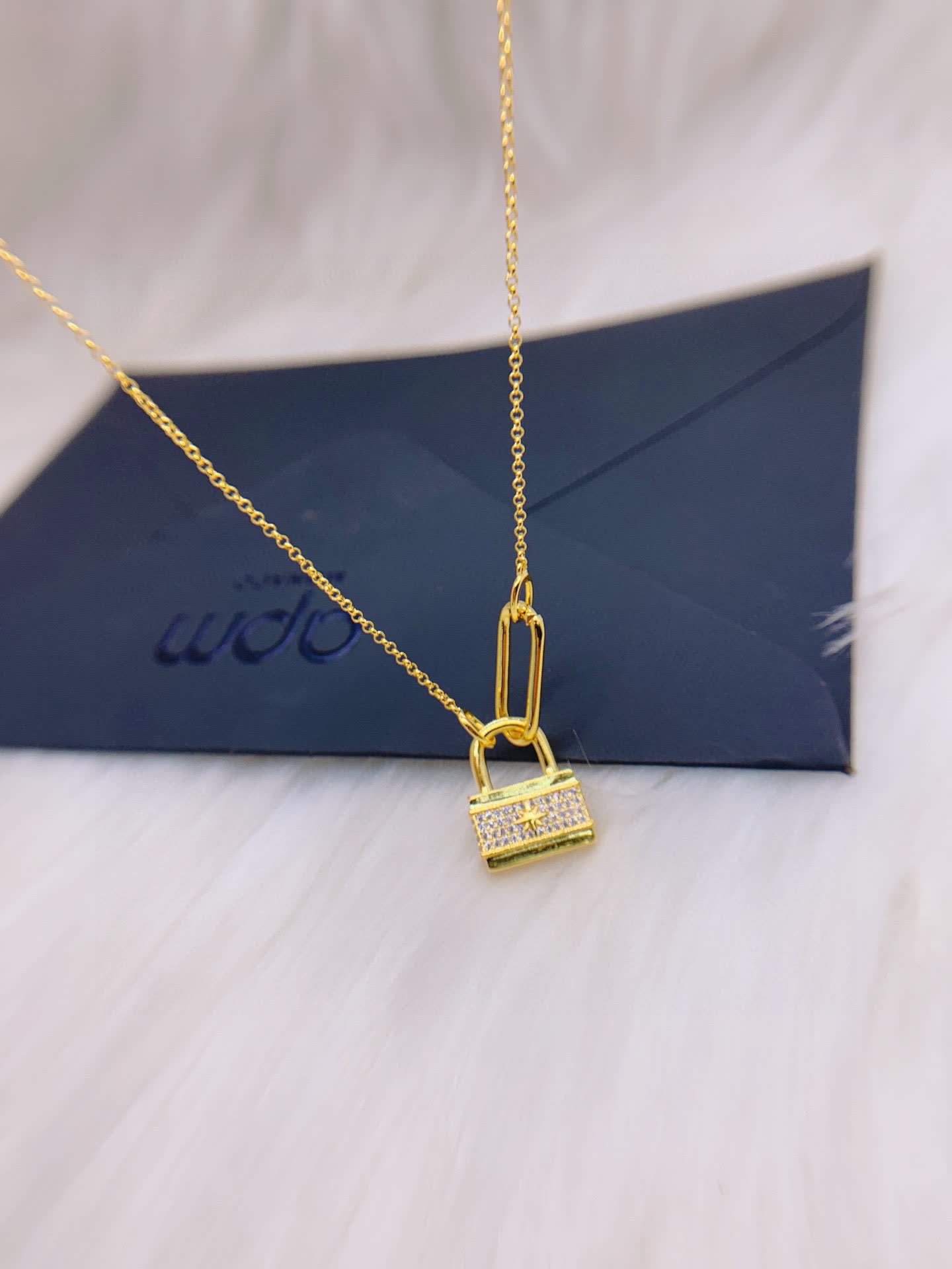APM Monaco Gold Lock Pendant Necklace